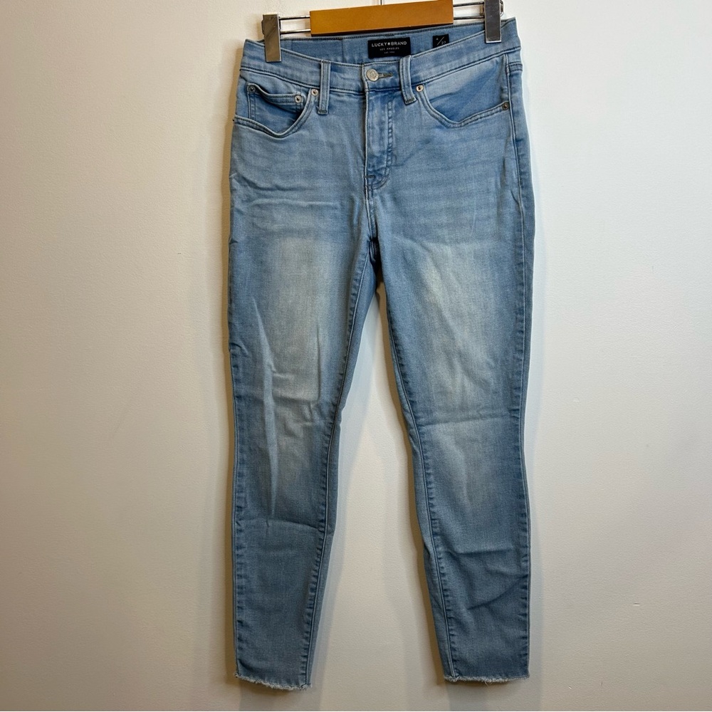 Lucky Brand Mid Rise Ava Skinny Light Wash Jeans Raw Hem